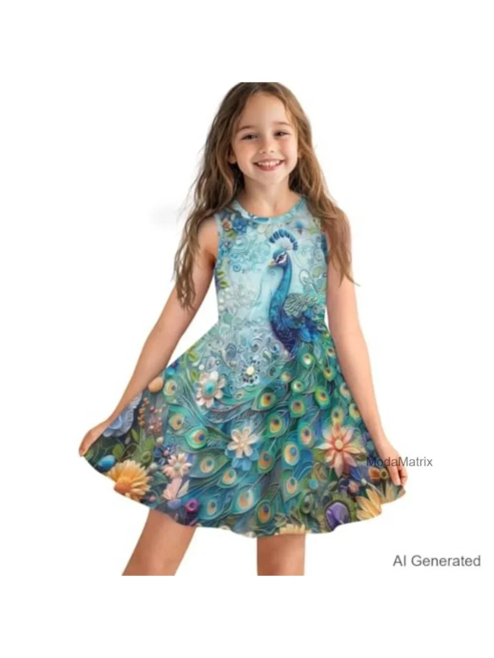Girls Sleeveless A-Line Swing Dress Polyester Casual Party